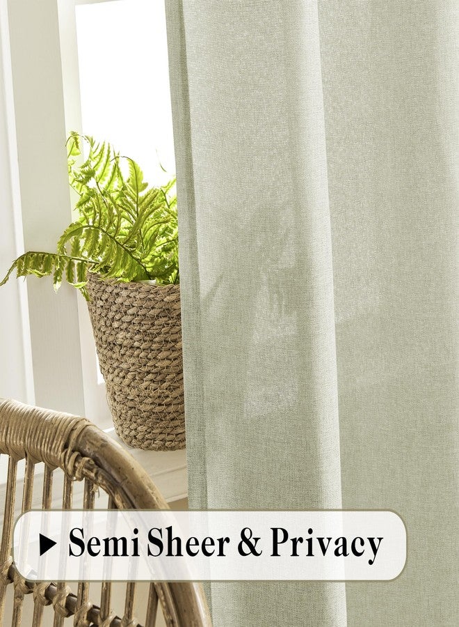 DONREN Linen Curtains 108 Inches Long for Living Room Bedroom 2 Panels Rod Pocket and Back Tab Light Filtering Large Window Drapes Ivory Natural Sheer Curtains 108 Inch for Patio - Image 5